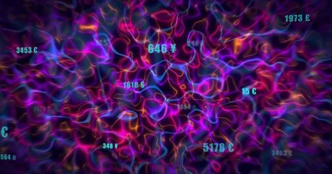 Displaying central 646 ¥ symbol glowing within neon data network, showing 스톡 일러스트