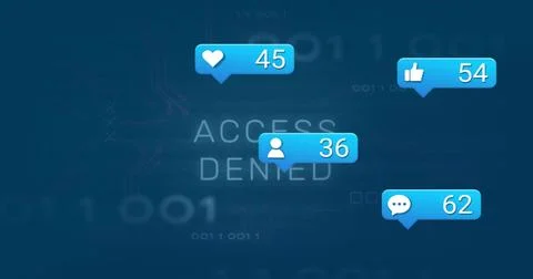 Displaying central ACCESS DENIED message on security interface, with blue 스톡 일러스트