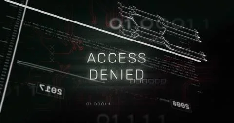Displaying central ACCESS DENIED message on simulated terminal HUD, with Stock Illustration
