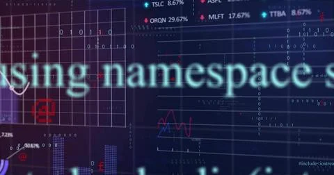 Displaying central blurred namespace text on virtual screen, with grid, icons Stockillustratie