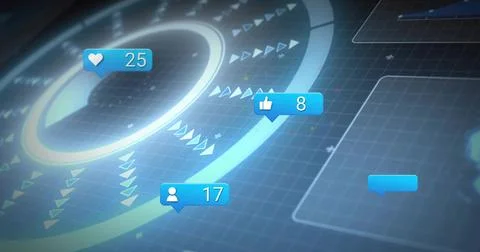 Displaying central circular avatar with concentric rings on HUD, showing heart25 Stock Photos