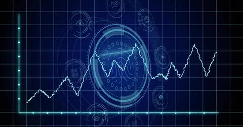 Displaying central circular HUD pulsing with white waveform on dashboard show Stock Illustration