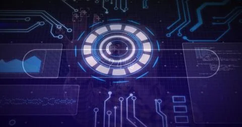 Displaying central circular loading interface with segmented rings at control イラスト素材