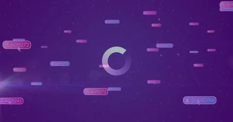 Displaying central circular loading spinner rotating in digital interface, wi イラスト素材