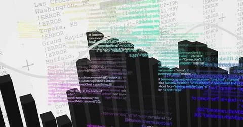 Displaying central cluster black prisms in virtual data view, showing colorful 스톡 일러스트