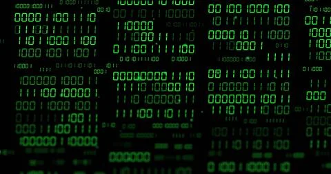 Displaying central cluster of green binary digits glowing on closeup LED panel, 스톡 일러스트