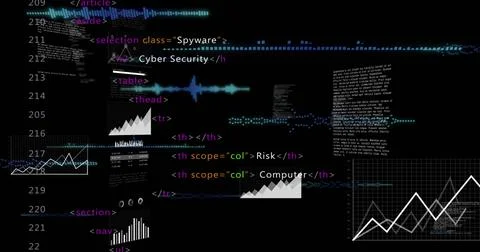 Displaying central code and visualizations at security dashboard, with HTML tags Stock-Illustration