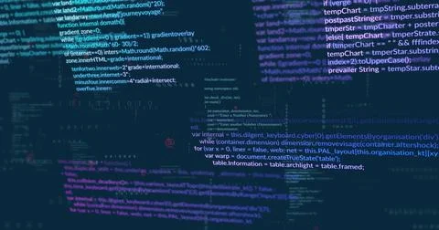 Displaying central code block in digital workspace, showing monospaced text, Stock-Illustration