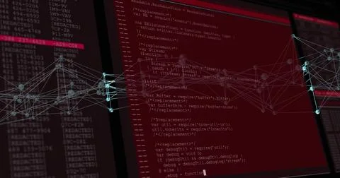 Displaying central code panel showing monospaced JS source in dark workspace Stock Photos