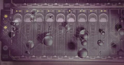 Displaying central console faders with LED lights in digital interface, with Stock Photos