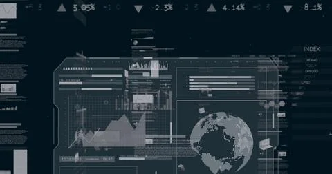 Displaying central dashboard panel centered on screen, showing area or line Stock Photos