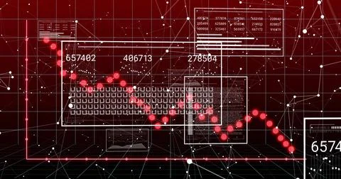 Displaying central data graphic in virtual dashboard, showing keyboard matrix, Stock Illustration