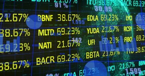 Displaying central data overlay on trading dashboard, with ticker symbols and Stockfoto's
