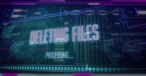 Displaying central DELETING FILES text block on console, showing PROCESSING.. 스톡 일러스트