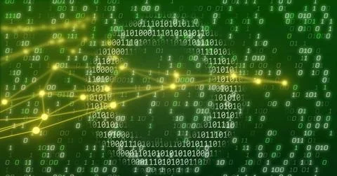 Displaying central digit cluster pulsing in cyberspace, with binary digits and 库存插图