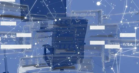 Displaying central document stack centering in virtual dashboard, with data Stock Photos
