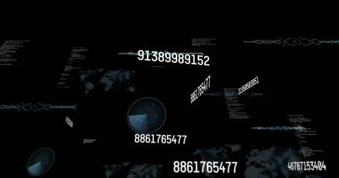 Displaying central floating numeric HUD showing 8861765477 in dark virtual 스톡 일러스트