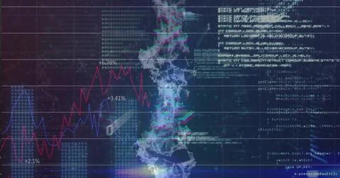 Displaying central glowing helix running down futuristic dashboard, with Illustrazione stock