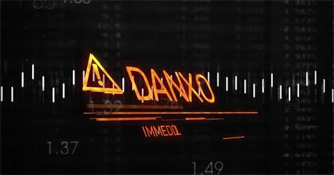 Displaying central glowing orange warning symbol on dark heads-up display, with Illustration