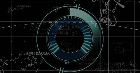 Displaying central HUD featuring bars and progress arcs in virtual interface Stock Photos