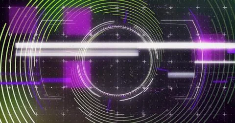 Displaying central HUD scanning on dark virtual backdrop with white beams 스톡 일러스트