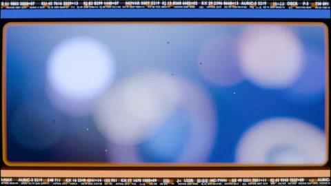 Displaying central panel with orange border, overlay appearing from right, Stock Footage 340268303