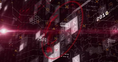 Displaying central red target ring showing data matrices in GUI, with links, イラスト素材