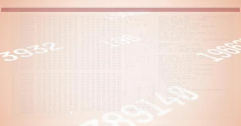 Displaying central soft data panel on peach workspace, showing hex grid, code, 写真素材