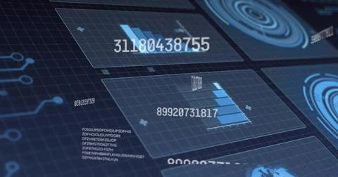 Displaying central translucent panel on dark grid plane showing 89920731817 and Illustrazione stock