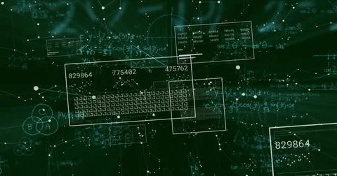 Displaying central translucent panel showing numeric codes over green interface, 스톡 일러스트