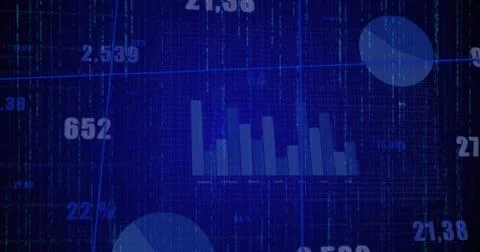 Displaying central vertical bar chart on analytics dashboard, with floating Stock Illustration