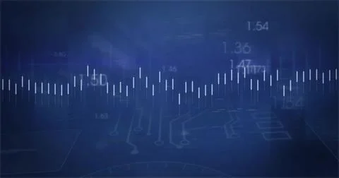 Displaying central white bar waveform on blue screen, with numeric data and Stock Illustration
