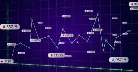 Displaying chart with light blue circles, green diamonds on dashboard and Stock Illustration