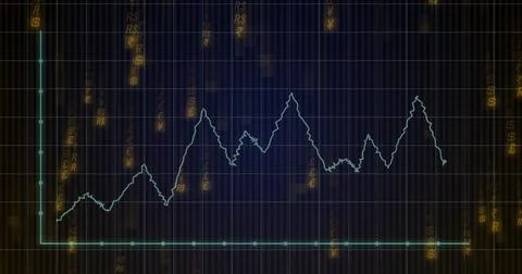 Displaying chart showing cyan polyline on virtual dashboard, with floating Stock Illustration