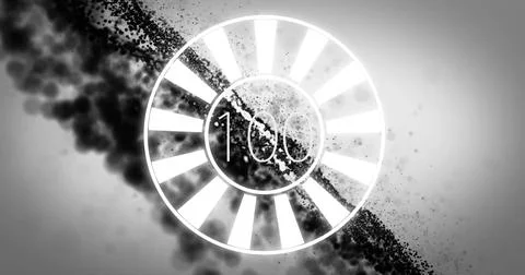 Displaying circular countdown timer at 100 in digital art, with segmented rings, Stock Photos
