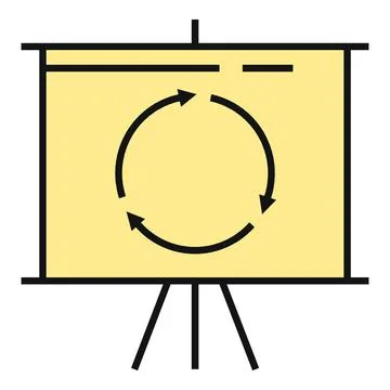 Displaying circular process diagram on a presentation board Illustrazione stock