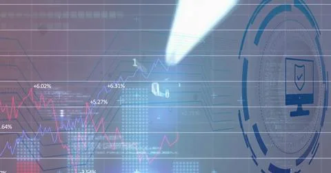 Displaying circular security HUD right of dash, showing colored charts and Illustrazione stock