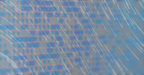 Displaying close-up blue binary digits on monitor with horizontal scanlines and 库存插图