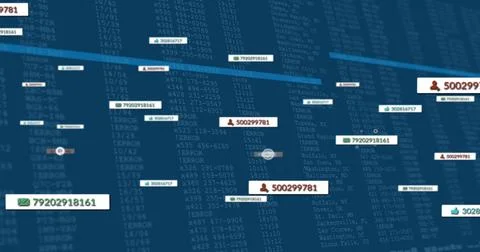 Displaying cluster of floating ID tags moving in dashboard, showing green phone, 스톡 일러스트