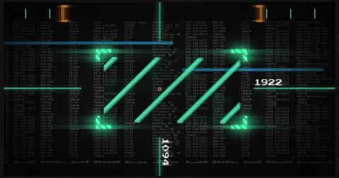 Displaying cluster of four cyan diagonal arrow bars forming ascending pattern on Stock Photos