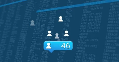 Displaying code with !ERROR messages in dashboard screen, avatars and blue Stock Illustration