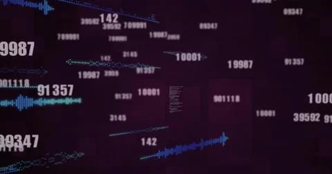 Displaying code snippet overlaying digital dashboard grid with floating numeric Stock Photos