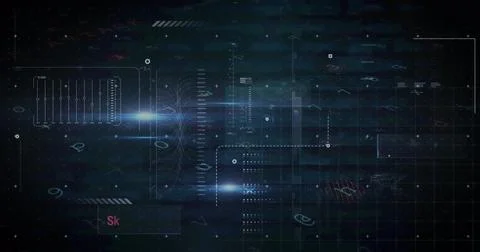 Displaying complex data, futuristic digital interface with technological Stock Photos