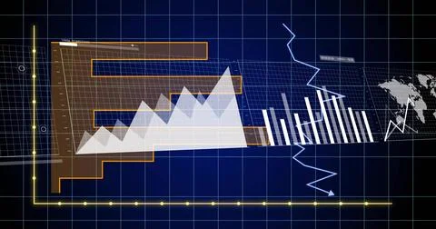 Displaying composite data centering on digital dashboard, featuring yellow axis Stock Illustration
