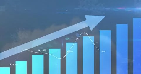 Displaying composite data graphic on dashboard with line graph markers, bars and Foto stock