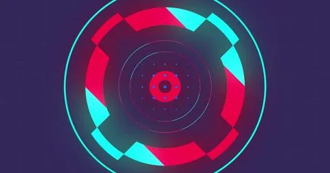 Displaying concentric circular graphic rotating on digital canvas, with disc, Stock Photos