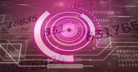 Displaying concentric gauge hovering over cloud backdrop with segmented arcs and Stock Illustration