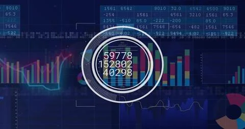 Displaying concentric HUD with numeric readouts on digital dashboard, showing Stock Illustration