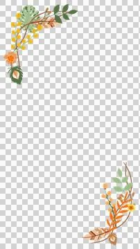 Displaying corner floral ornament, flat design with foliage, orange blossoms, Stock Illustration