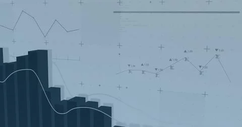 Displaying dark 3D bar chart left on dashboard, with overlaid trend line, 스톡 일러스트